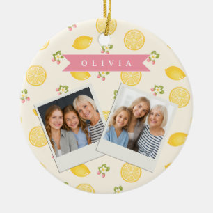 Adorno De Cerámica Nombre Personalizado de Verano Floral de Limón Per