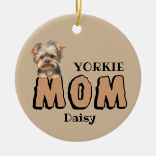 Adorno De Cerámica Nombre personalizado de Yorkie Mom Yorkshire Terri