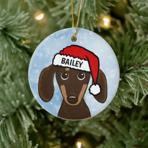 Adorno De Cerámica Nombre personalizado del perro de chocolate Dachsh