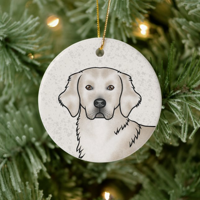 Adorno De Cerámica Nombre personalizado del perro del crema dorado de (Árbol)