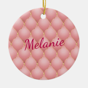 Adorno De Cerámica Nombre personalizado del Purpurina de oro rosa de 