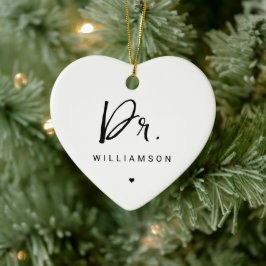 Adorno De Cerámica Nombre Personalizado Dr. Médica Minimalista Gradua