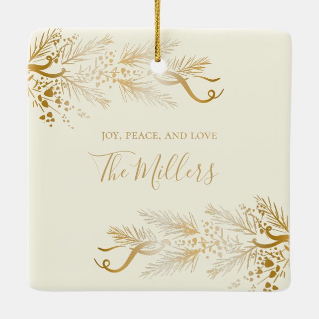 Adorno De Cerámica Nombre Personalizado Elegante Único Feliz Navidad (Reverso)