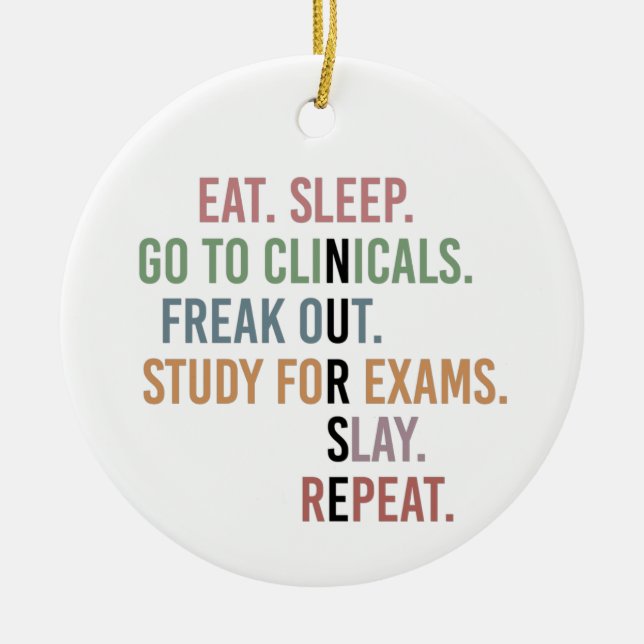 Adorno De Cerámica Nombre personalizado Enfermero estudiante de la es (Frente)