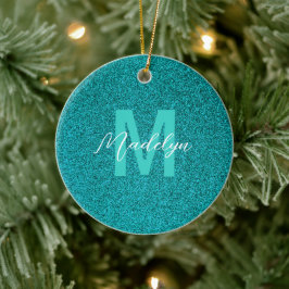 Adorno De Cerámica Nombre personalizado Glitter verde elegante