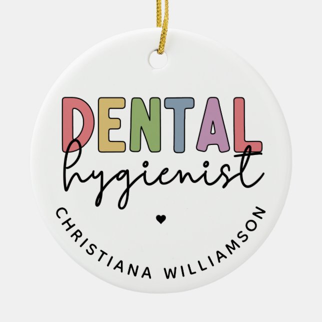 Adorno De Cerámica Nombre personalizado Higienista dental Regalos RDH (Frente)