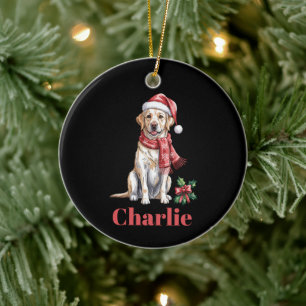 Adorno De Cerámica Nombre Personalizado Labrador Retriever Navidad