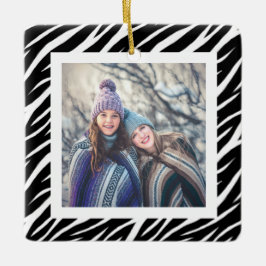 Adorno De Cerámica Nombre personalizado lindo foto Navidades de cebra