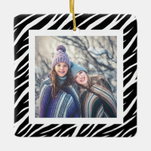 Adorno De Cerámica Nombre personalizado lindo foto Navidades de cebra