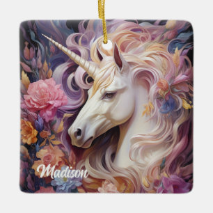 Adorno De Cerámica Nombre personalizado lindo unicornio