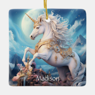Adorno De Cerámica Nombre personalizado lindo unicornio