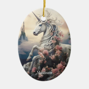 Adorno De Cerámica Nombre personalizado lindo unicornio