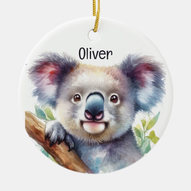Adorno De Cerámica Nombre personalizado Little Koala Bear Australian  (Frente)