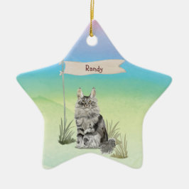 Adorno De Cerámica Nombre personalizado Maine Coon Cat Mascota