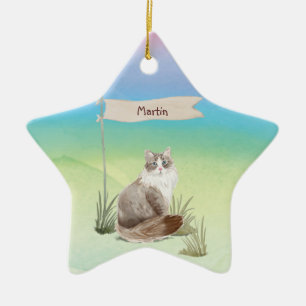 Adorno De Cerámica Nombre personalizado Mascota siberiano de gato