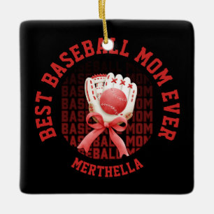 Adorno De Cerámica Nombre personalizado MOM de BASEBALL de diseño