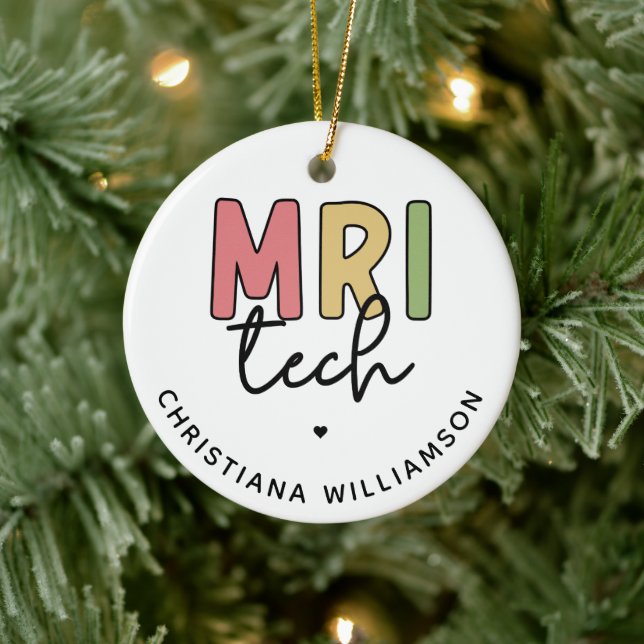 Adorno De Cerámica Nombre personalizado MRI Tech | Regalos Tecnológic (Árbol)