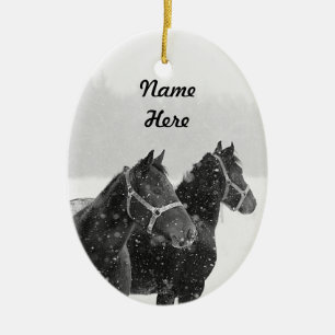 Adorno De Cerámica Nombre personalizado Navidades de fotos de caballo