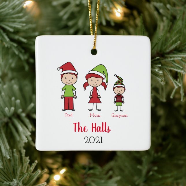 Adorno De Cerámica Nombre personalizado Navidades familiares personal (Árbol)