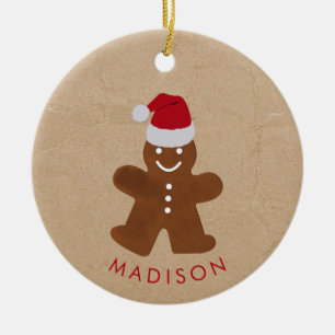 Adorno De Cerámica Nombre personalizado Navidades Gingerbread Man Coo