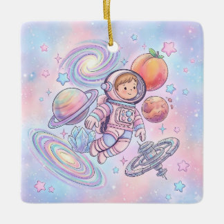 Adorno De Cerámica Nombre Personalizado Niño Astronauta Pequeño Galax