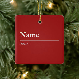 Adorno De Cerámica Nombre personalizado o Navidades rojos del diccion