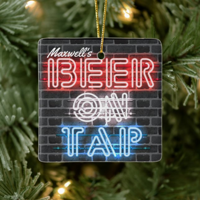 Adorno De Cerámica Nombre personalizado Patriotic Beer Rótulo Brewery (Árbol)