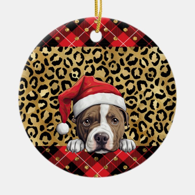Adorno De Cerámica Nombre personalizado Perro americano Staffordshire (Frente)