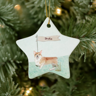 Adorno De Cerámica Nombre personalizado Perro Mascota Corgi