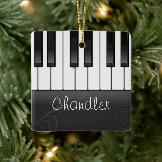 Adorno De Cerámica NOMBRE Personalizado Pianista Claves De Piano Maes (Árbol)