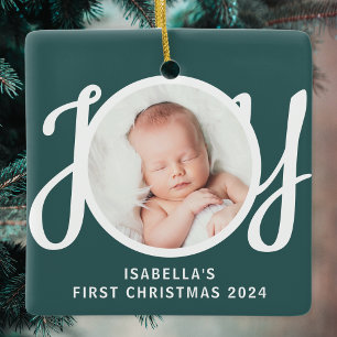 Adorno De Cerámica Nombre personalizado Primera Navidad del bebé Foto