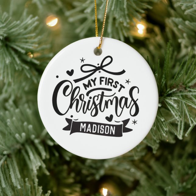 Adorno De Cerámica Nombre personalizado Primera Navidad del bebé pers (Árbol)