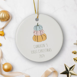 Adorno De Cerámica Nombre personalizado Primero calabazas de otoño na