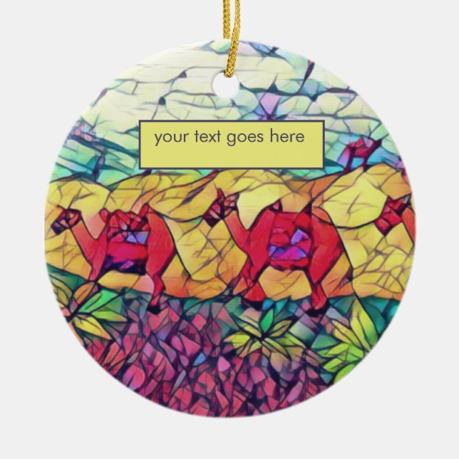 Adorno De Cerámica Nombre personalizado | Regalos de camellos Tres sa (Frente)