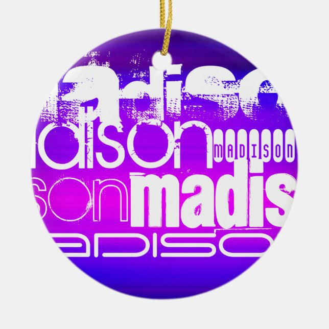 Adorno De Cerámica Nombre personalizado; rosa, azul violeta, magenta, (Frente)