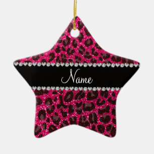 Adorno De Cerámica Nombre personalizado rosa purpurina rosa impresión