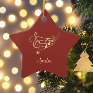 Adorno De Cerámica Nombre personalizado simple Navidades musicales el