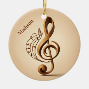 Adorno De Cerámica Nombre personalizado y nota de clave musical de te