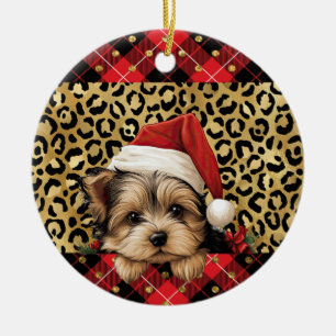Adorno De Cerámica Nombre personalizado Yorkshire Terrier dog Santa h