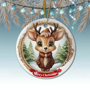 Adorno De Cerámica Nombre Reno Caprichoso Árbol de Fiesta Rústico 🦌�