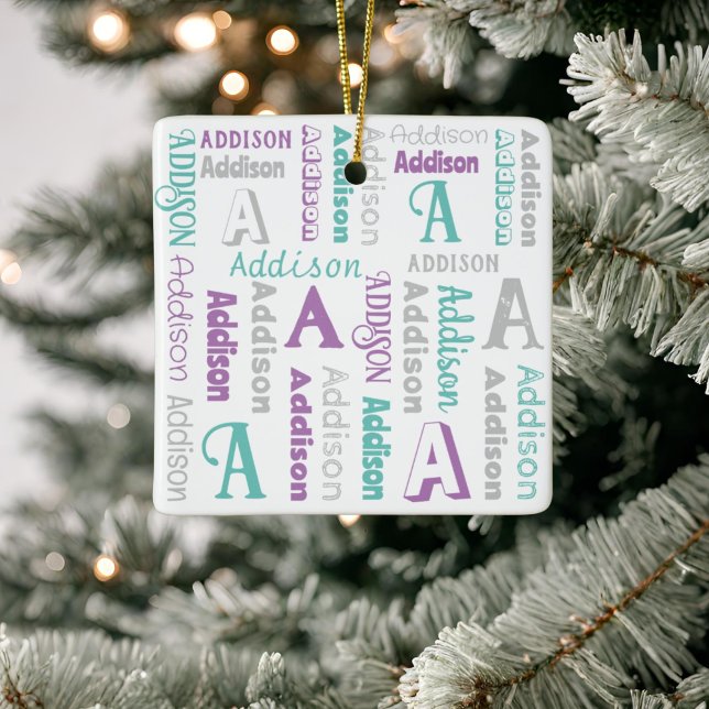 Adorno De Cerámica Nombre repetitivo personalizado morado gris Verde  (Subido por el creador)