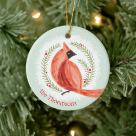 Adorno De Cerámica Nombre y foto del Personalizado del cardenal pinta