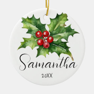 Adorno De Cerámica Nombre y nota personalizados de Navidades de ornam
