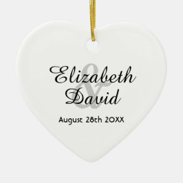 Adorno De Cerámica nombres de bodas fecha y blanco