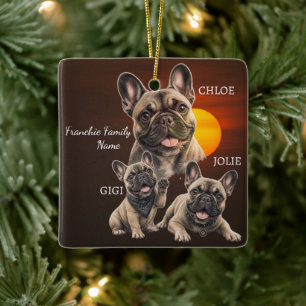 Adorno De Cerámica Nombres de familia de Bulldog Francés personalizad