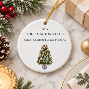 Adorno De Cerámica Nombres de miembros del club de Mahjong Navidad