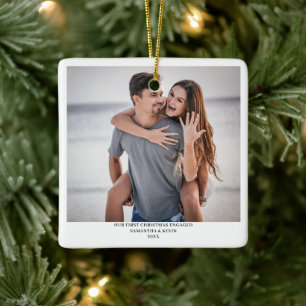 Adorno De Cerámica Nombres personalizados de fotos de parejas comprom