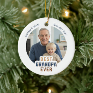 Adorno De Cerámica Nombres Personalizados Foto Mejor Abuelo del Mundo