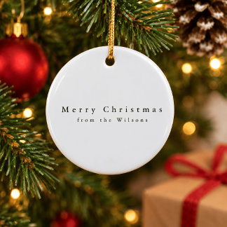 Adorno De Cerámica Nombres personalizados modernos boda Navidad azul