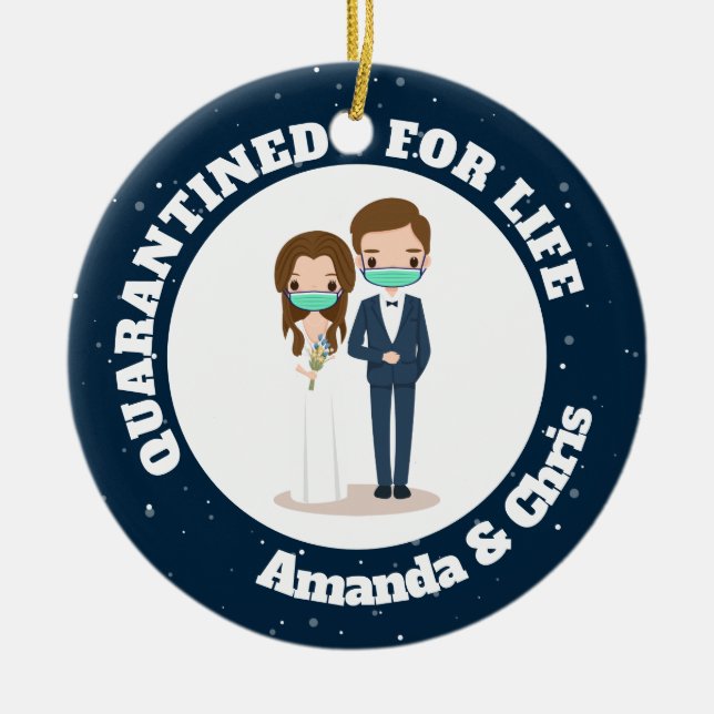 Adorno De Cerámica Nombres personalizados puestos en cuarentena de po (Frente)